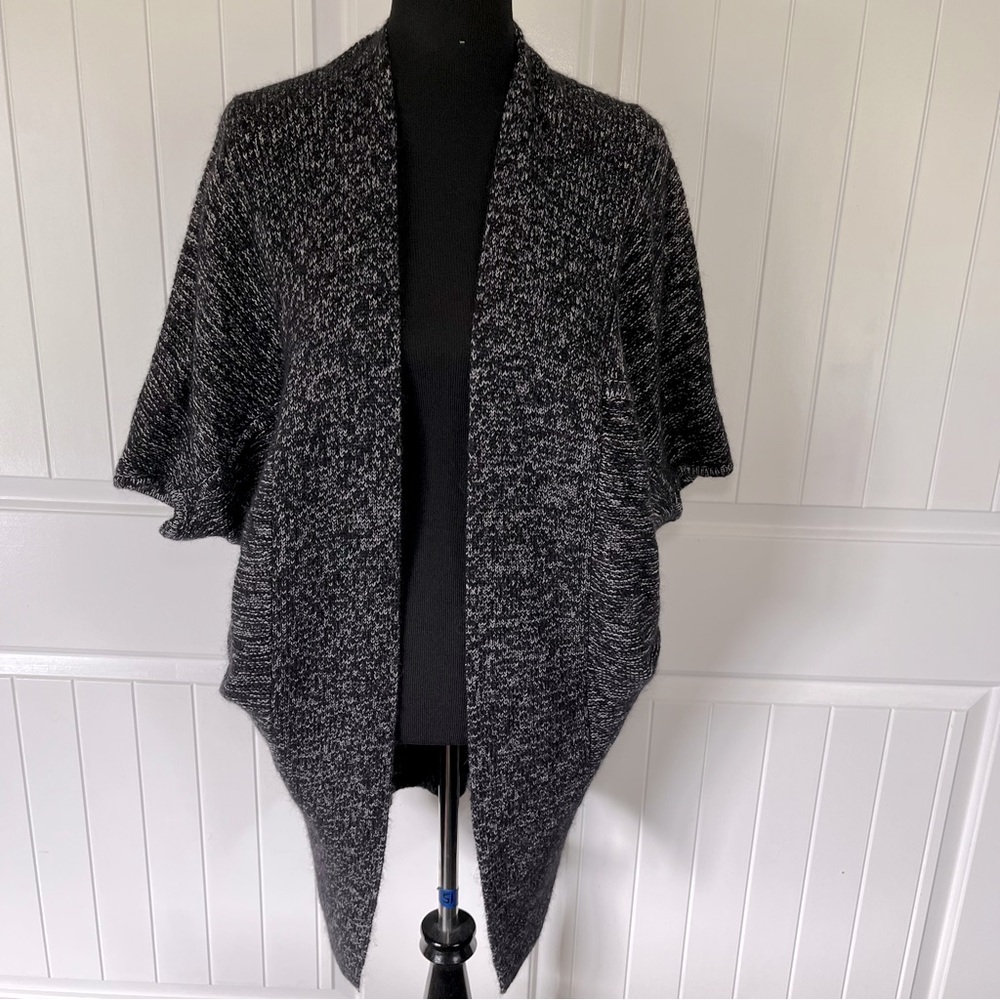 Babaton Italian Mohair Blend Wool Alpaca Marled Black/White Shrug Sweater